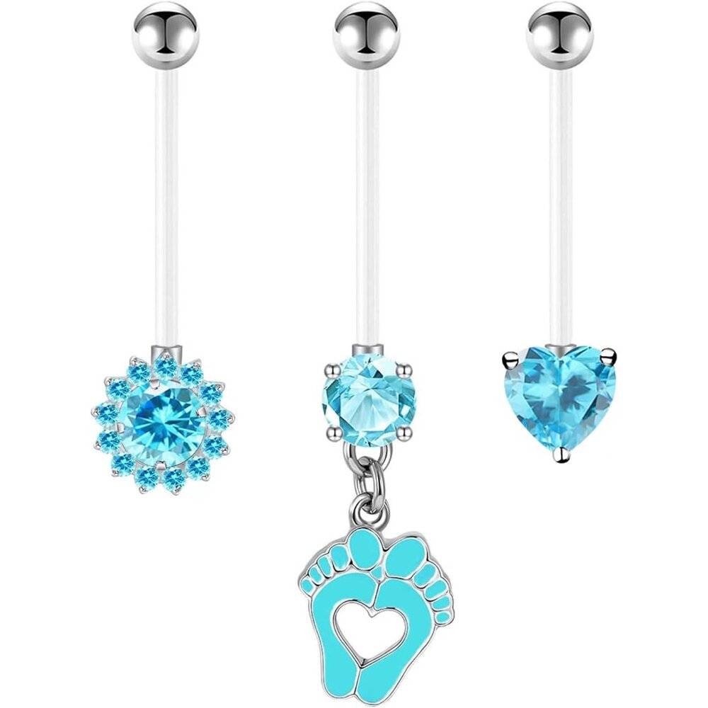 Comfortable 14g Butterfly Dangle Pregnancy Belly Button Rings  Adjustable Fit